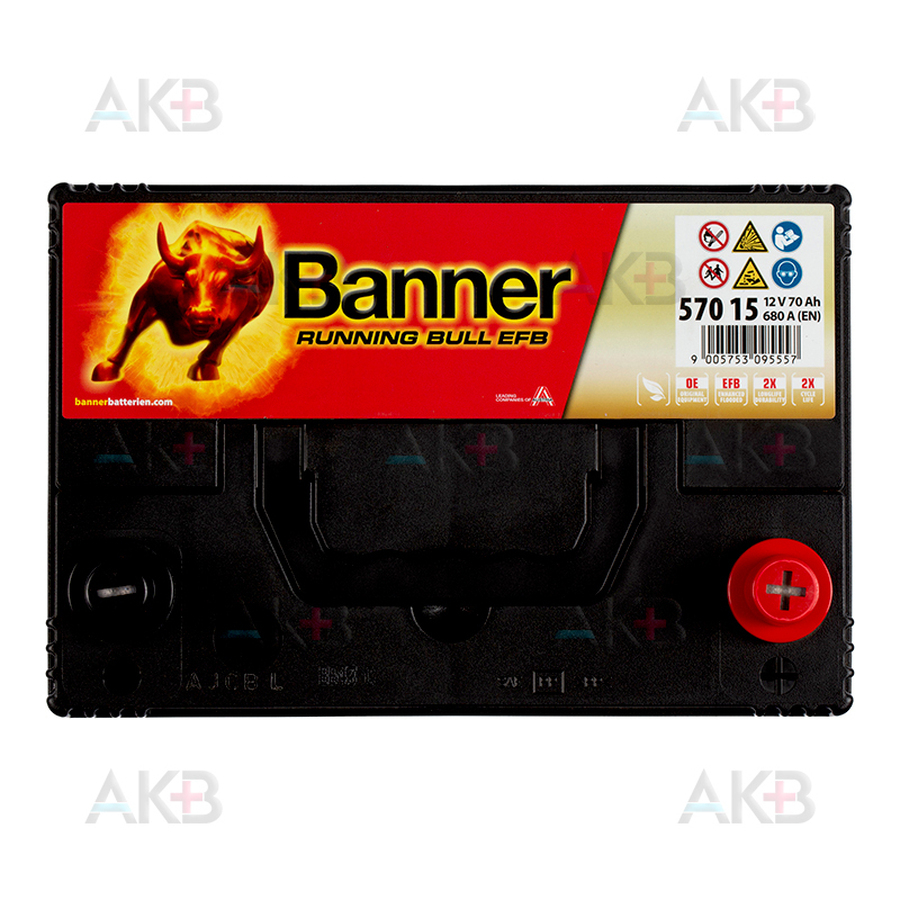 Автомобильный аккумулятор Banner Running Bull EFB Start-Stop (570 15) 70R  680A 260x175x225