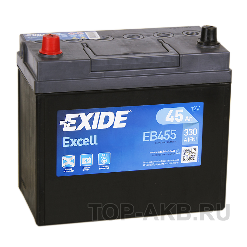 Автомобильный аккумулятор Exide Excell 45L (330A 238x129x227) EB455