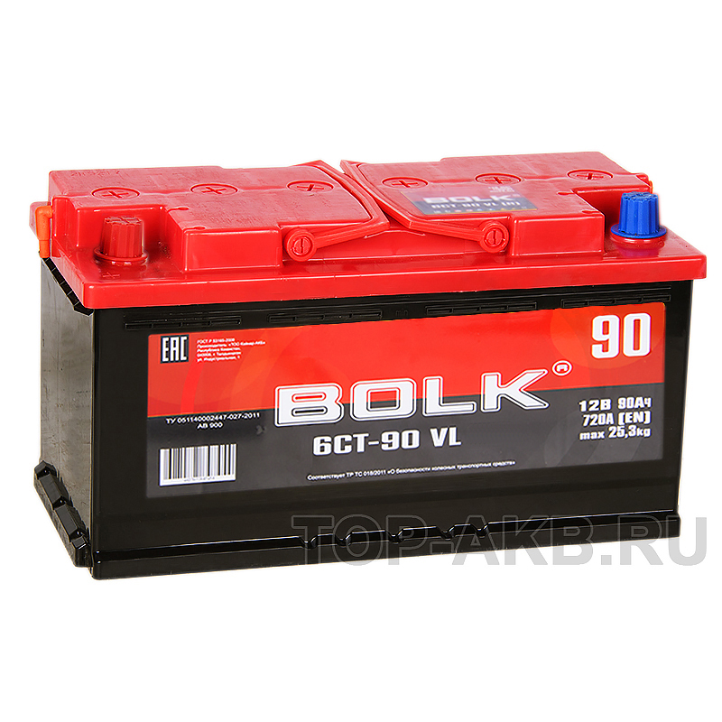 Автомобильный аккумулятор BOLK 90L 720A 353x175x190 AB900
