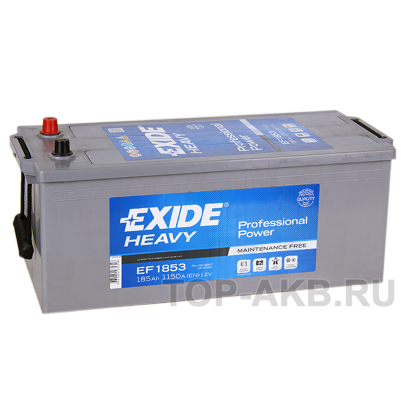 Автомобильный аккумулятор Exide Heavy Professional 185 А·ч евро 1150А (513x223x223) EF1853