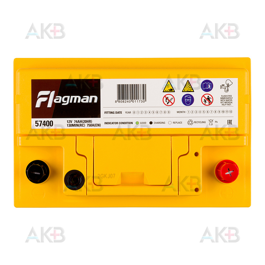 Автомобильный аккумулятор Flagman 74R LB3 750A (278x175x175) 57400