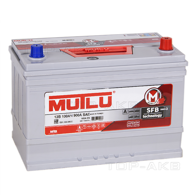 Автомобильный аккумулятор Mutlu Calcium Silver 115D31FL SFB M3 100R обратная пол. 850A (306x175x225) с бортиком