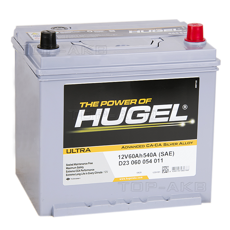 Автомобильный аккумулятор Hugel Ultra Asia 60R 540A (232x173x227) D23 060 054 011