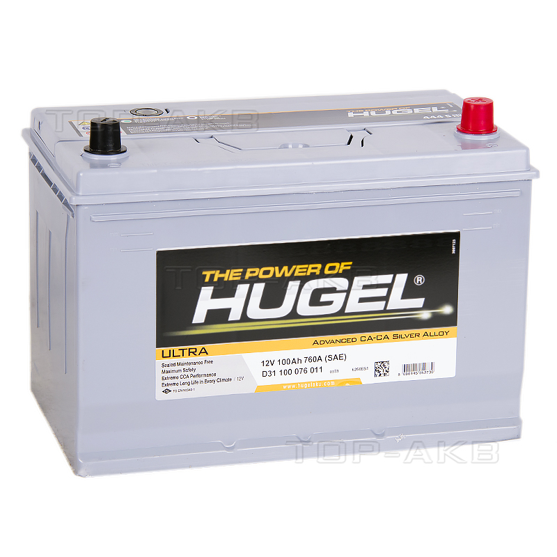 Автомобильный аккумулятор Hugel Ultra Asia 100R 760A (306x173x225) D31 100 076 011