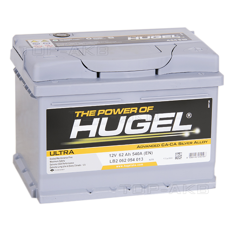 Автомобильный аккумулятор Hugel Ultra 62R низкий 540A (242x175x175) LB2 062 054 013