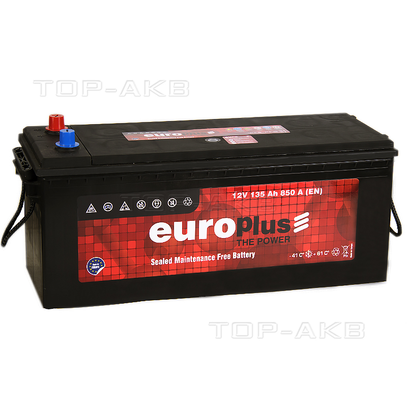 Автомобильный аккумулятор Europlus 135 евро 850A (513x189x223)