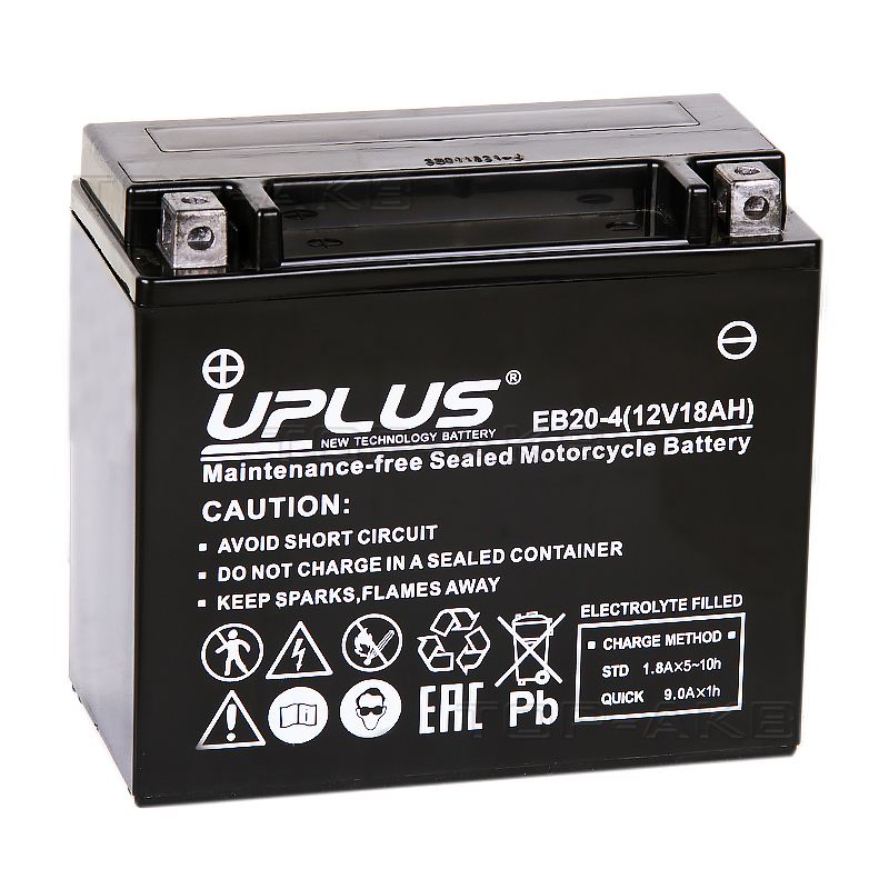 Мото аккумулятор Uplus EB20-4 12V 18Ah 270А прям.пол. (175x87x155) Super Start AGM YTX20-BS