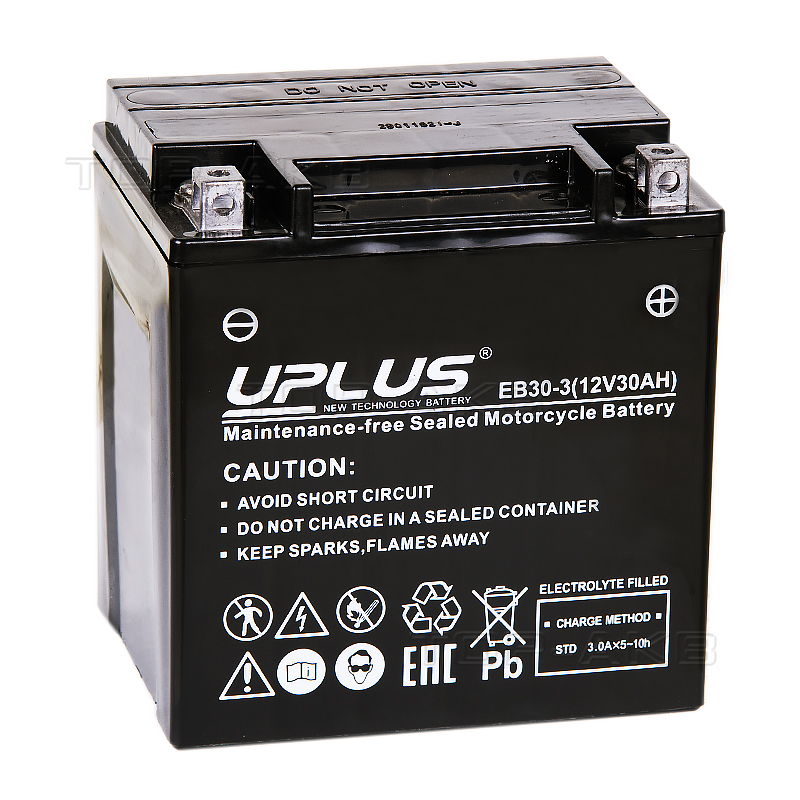 Мото аккумулятор Uplus EB30-3 12V 30Ah 385А обр.пол. (166х126х175) Super Start AGM
