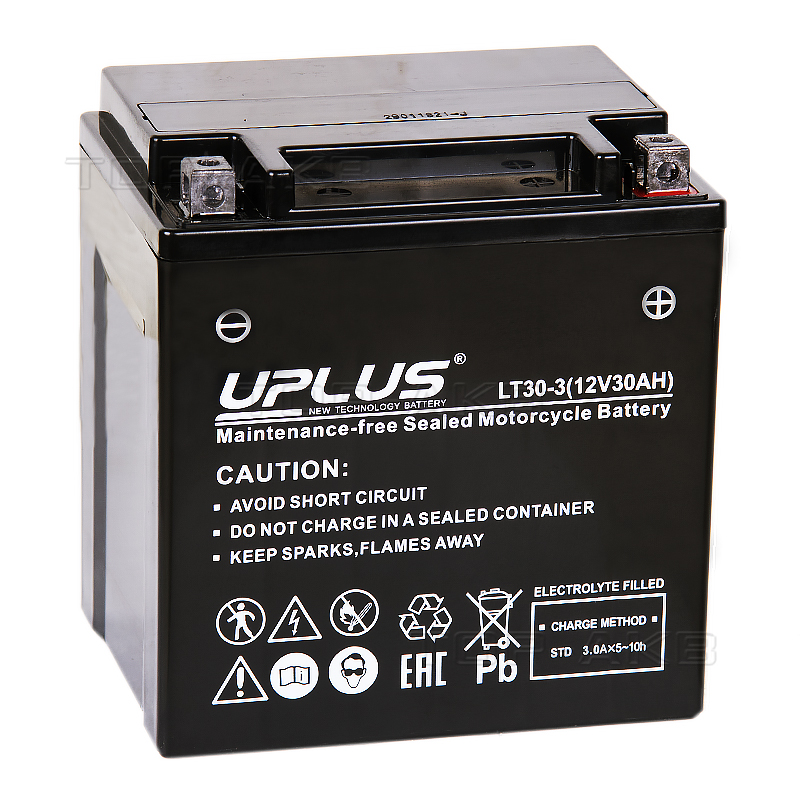 Мото аккумулятор Uplus LT30-3 12V 30Ah 385А обр. пол. (166х126х175) Super Start AGM