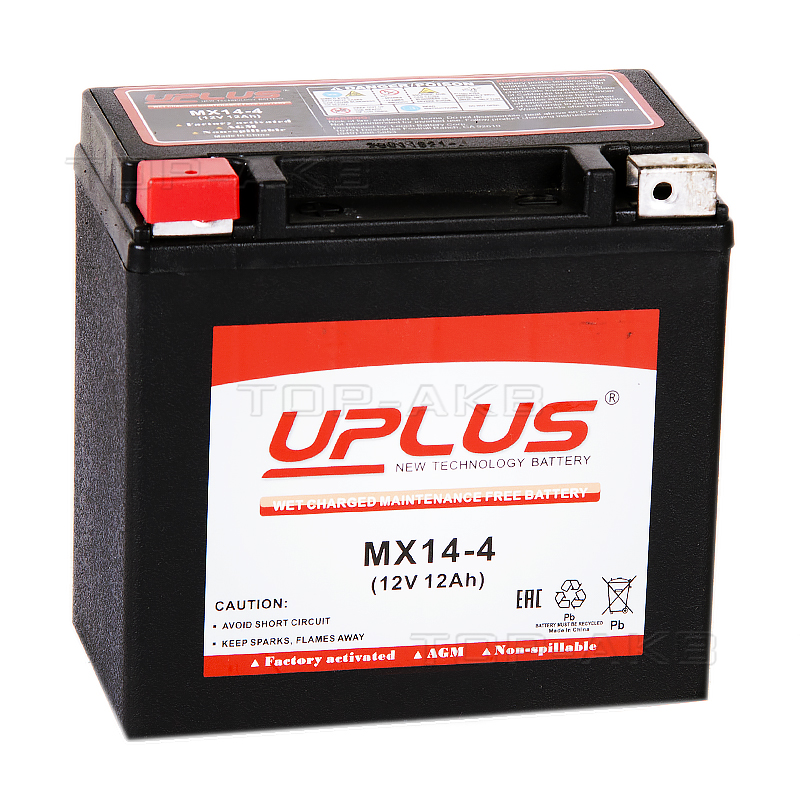 Мото аккумулятор Uplus MX14-4 12V 12Ah 230А прям. пол. (150x87x145) Power Sport