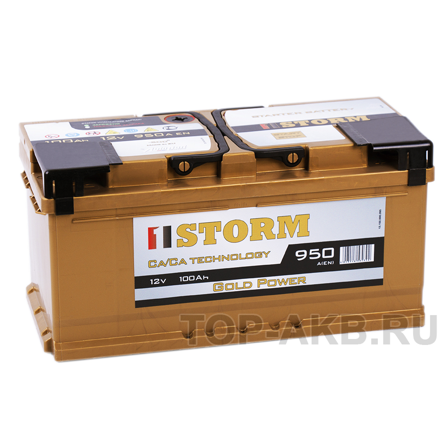 Автомобильный аккумулятор Storm Gold 100R низкий 950A 353x175x175