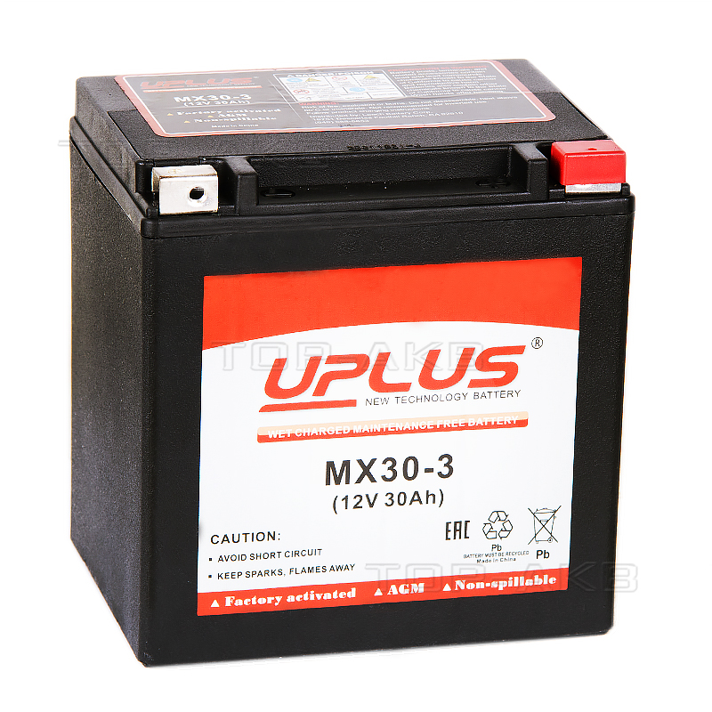 Мото аккумулятор Uplus MX30-3 12V 30Ah 440А обр. пол. (166х126х175) Power Sport