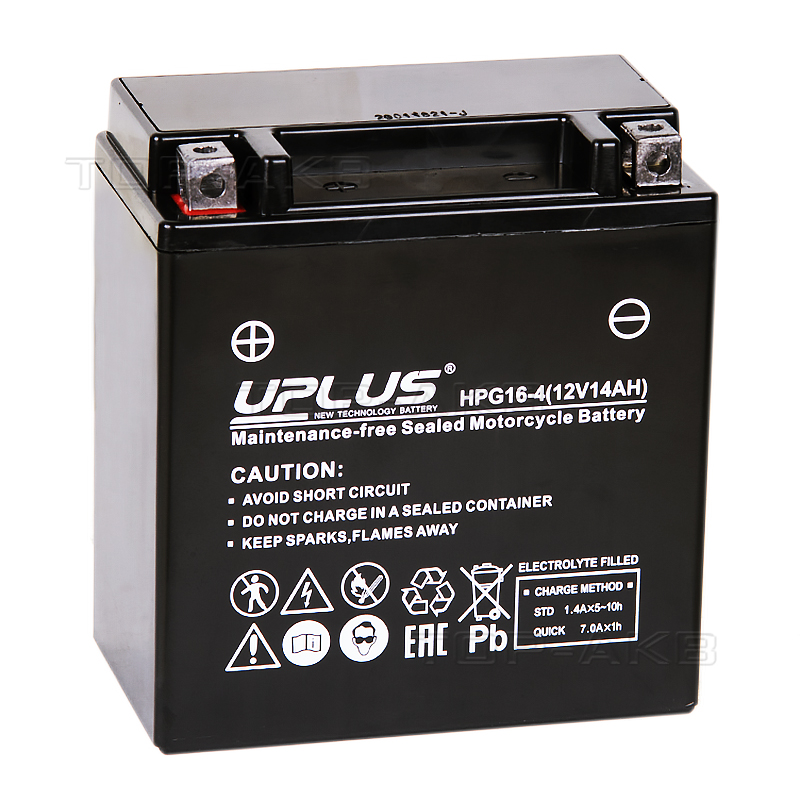 Мото аккумулятор Uplus HPG16-4 12V 14Ah 170А прям. пол. (150x87x161) Nano GEL