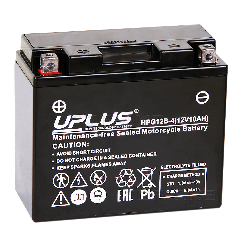 Мото аккумулятор Uplus HPG12B-4 12V 10Ah 175А прям. пол. (150x69x130) Nano GEL