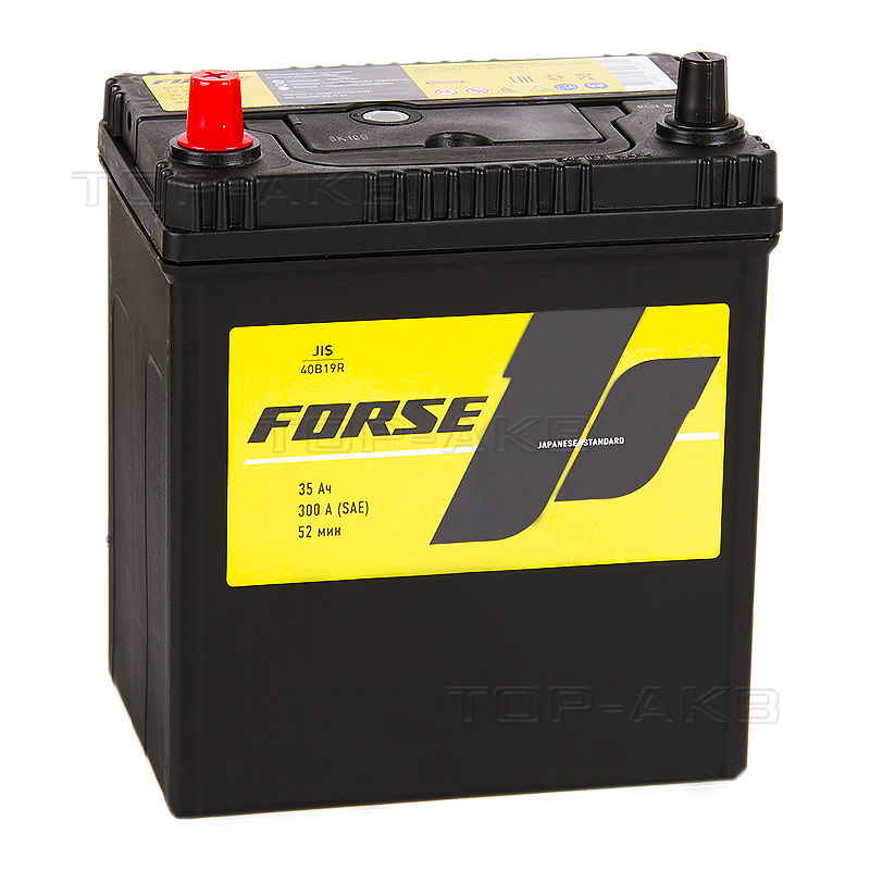 Автомобильный аккумулятор Forse JIS 40B19R 35 Ач 300А прямая пол. (187x127x227)