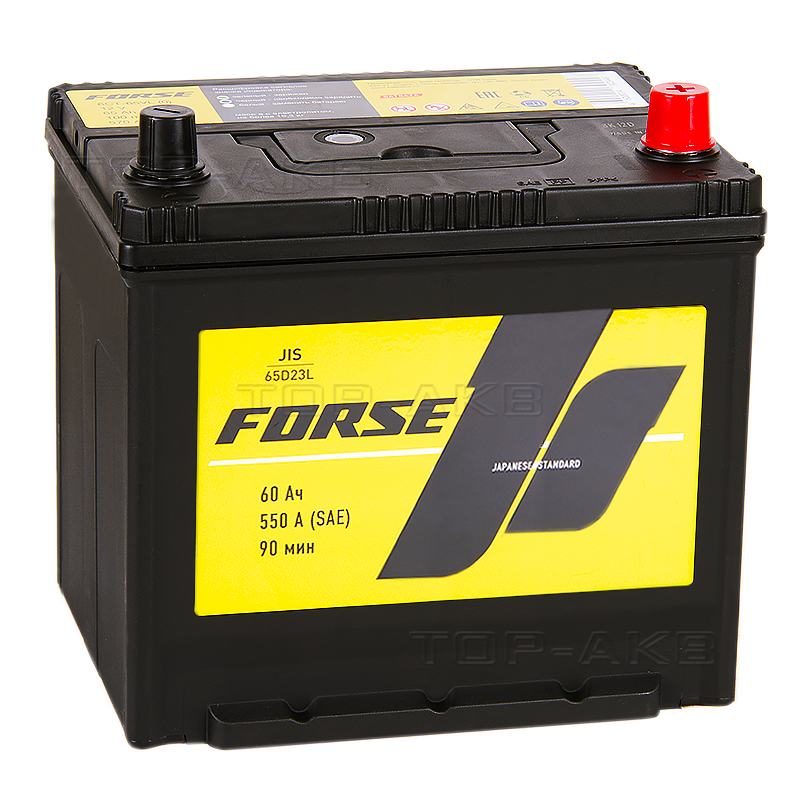 Автомобильный аккумулятор Forse JIS 65D23L 60 Ач 550А обратная пол. (230x170x225)