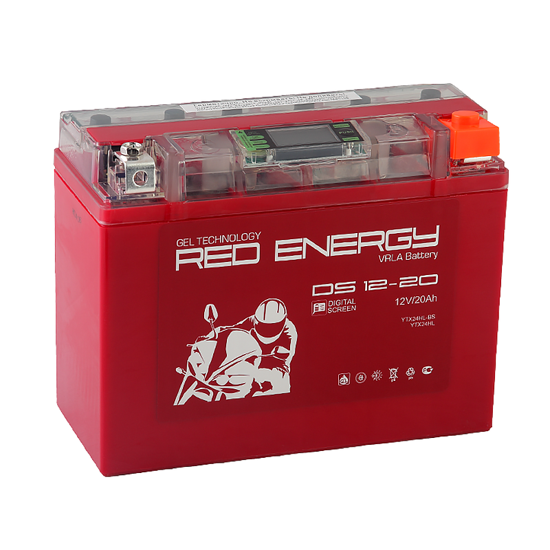 Мото аккумулятор Red Energy DS 1220, 12V 20Ah обратная пол., 260А (204x91x159) Y50-N18L-A3, YTX24HL-BS, YTX24HL