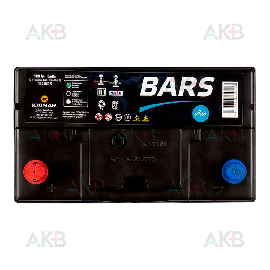 Автомобильный аккумулятор BARS Asia 6СТ-100 АПЗ п.п. 115D31R 100 Ач 800A (306x173x225)