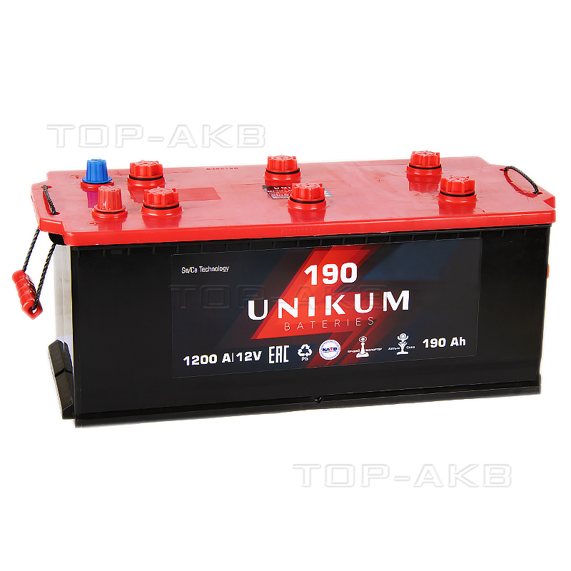 Автомобильный аккумулятор UNIKUM 190 рус 1200A (524x239x240)
