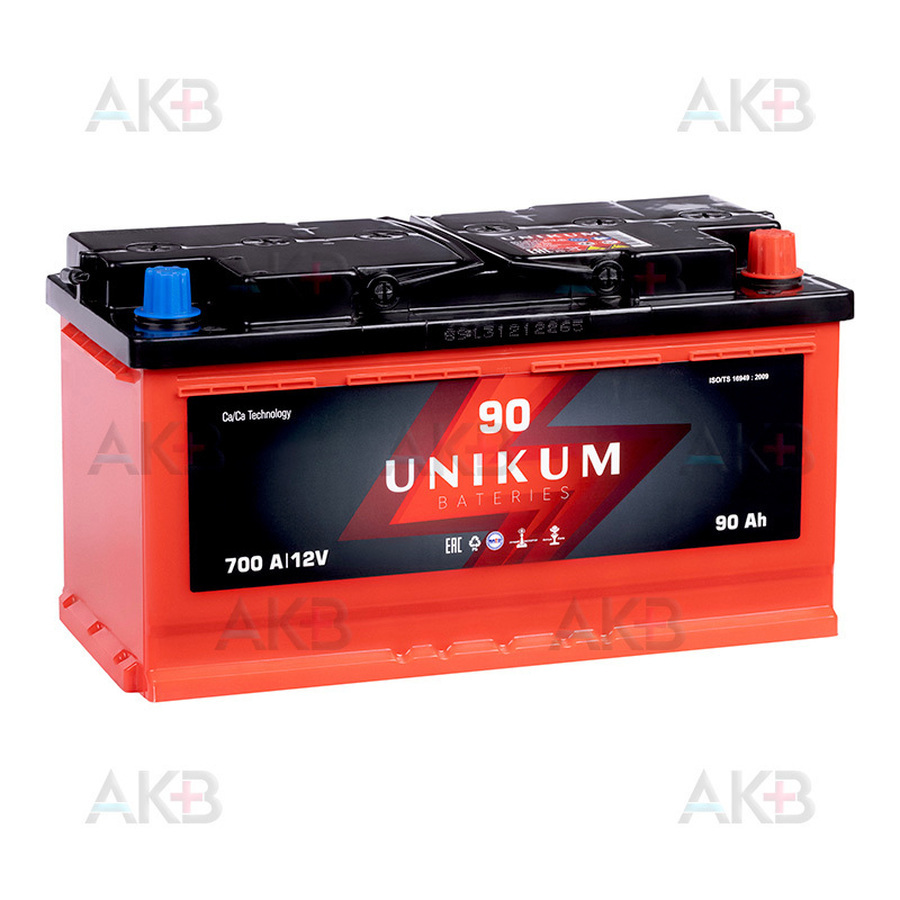 Автомобильный аккумулятор UNIKUM 90R 700A (353x175x190)