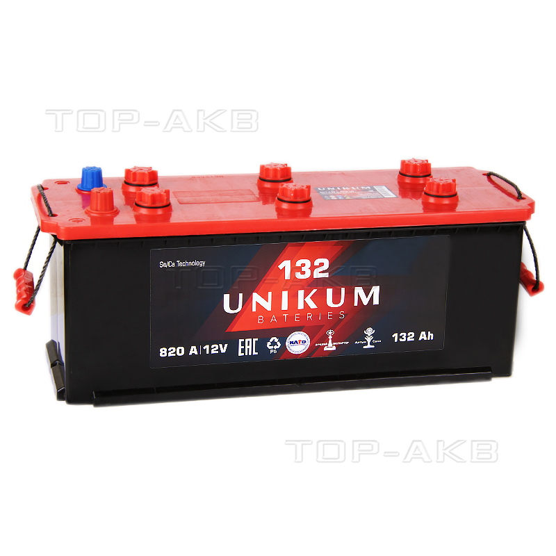 Автомобильный аккумулятор UNIKUM 132 рус 820A (513x189x223)