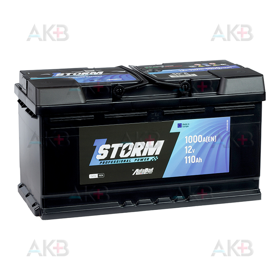 Автомобильный аккумулятор Storm Professional Power 110R 1000A 353x175x190