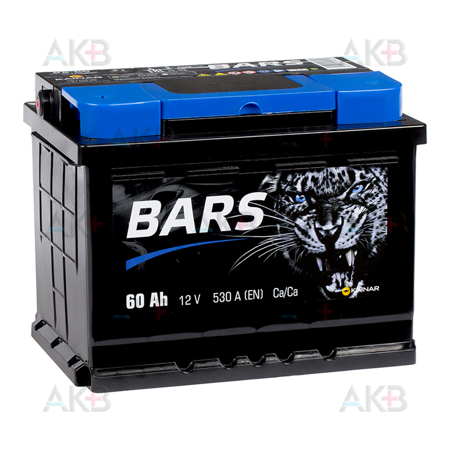 Автомобильный аккумулятор BARS 6СТ-60 АПЗ п.п. 60Ач 530A (242x175x190)