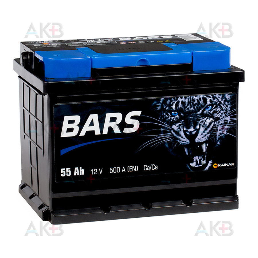 Автомобильный аккумулятор BARS 6СТ-55 АПЗ п.п. 55 Ач 500A (242x175x190)