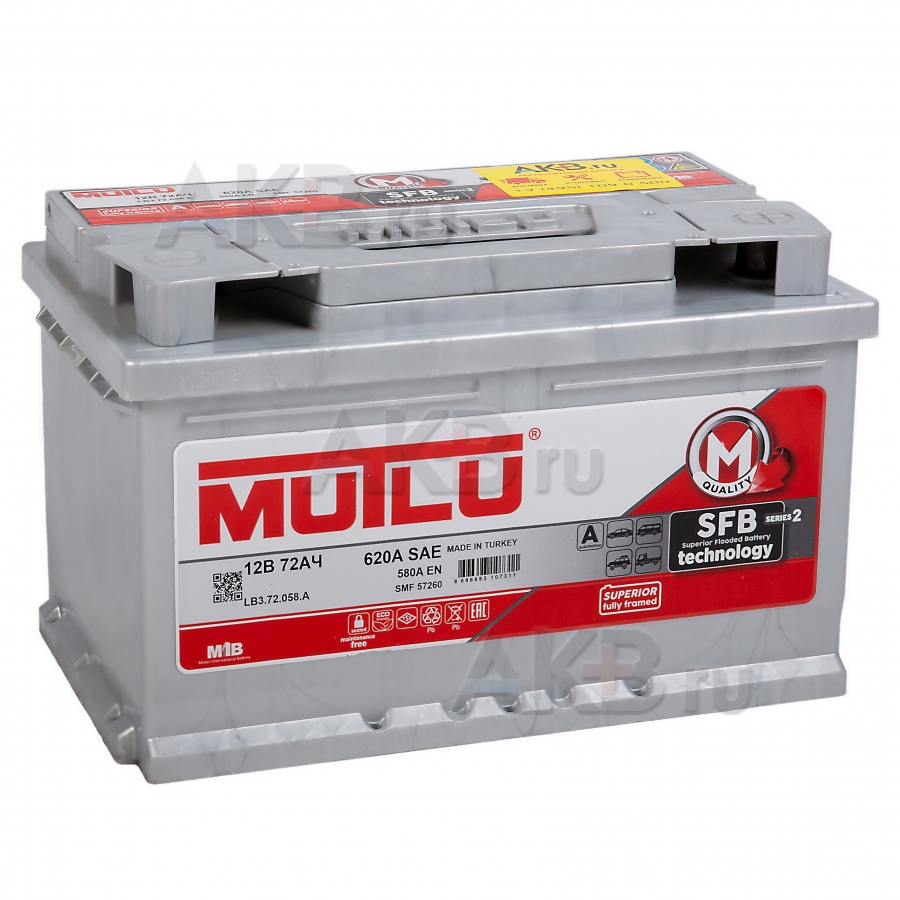 Автомобильный аккумулятор Mutlu 72R низкий 580А (278x175x175) SFB 2