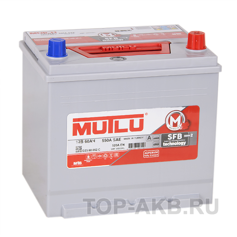 Автомобильный аккумулятор Mutlu Calcium Silver 55D23FL бортик 60R 520А (232x173x225) D23.60.052.C - SMF M2