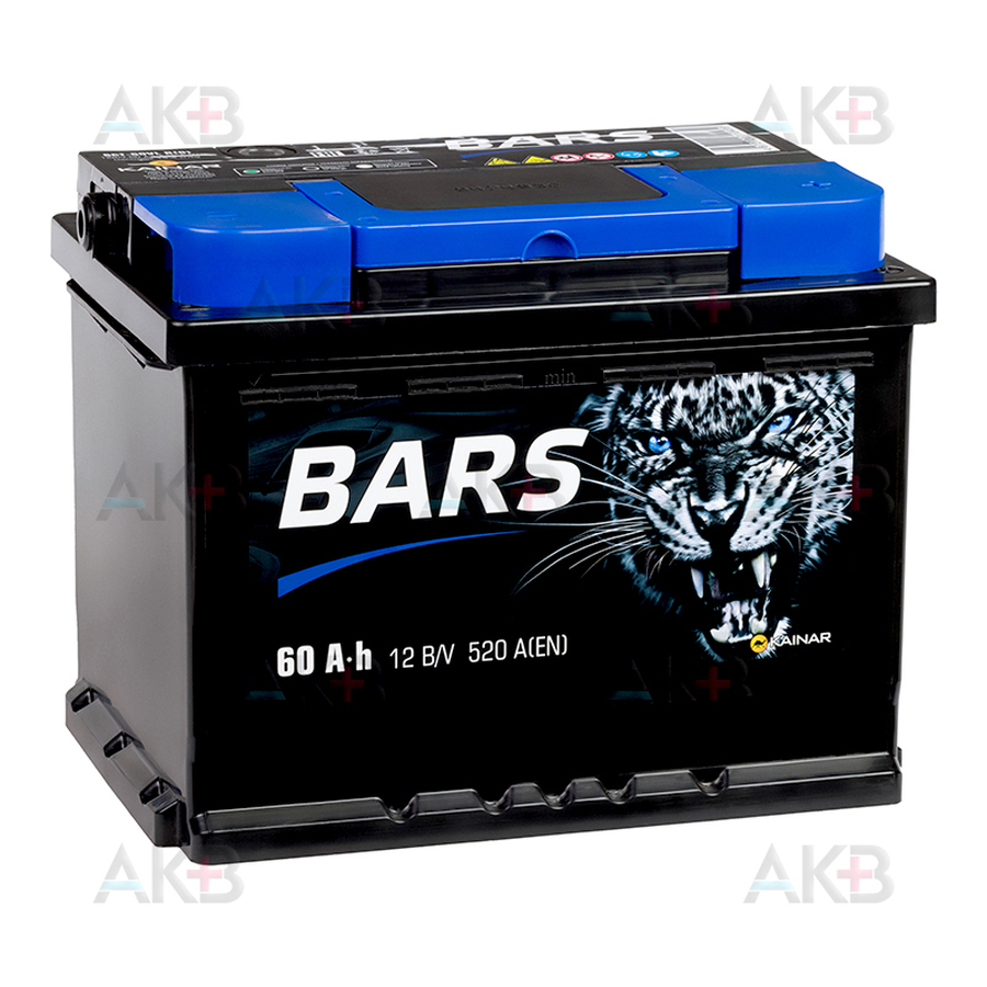 Автомобильный аккумулятор BARS 6СТ-60 АПЗ о.п. 60Ач 520A (242x175x190)