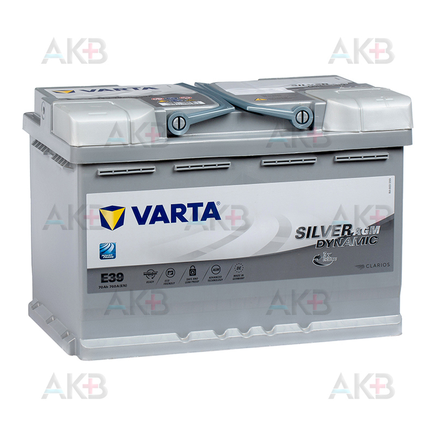 Купить Автомобильный аккумулятор Varta Silver Dynamic AGM E39 (A7) 70R ( Start-Stop) 760A 278x175x190 с доставкой по Москве