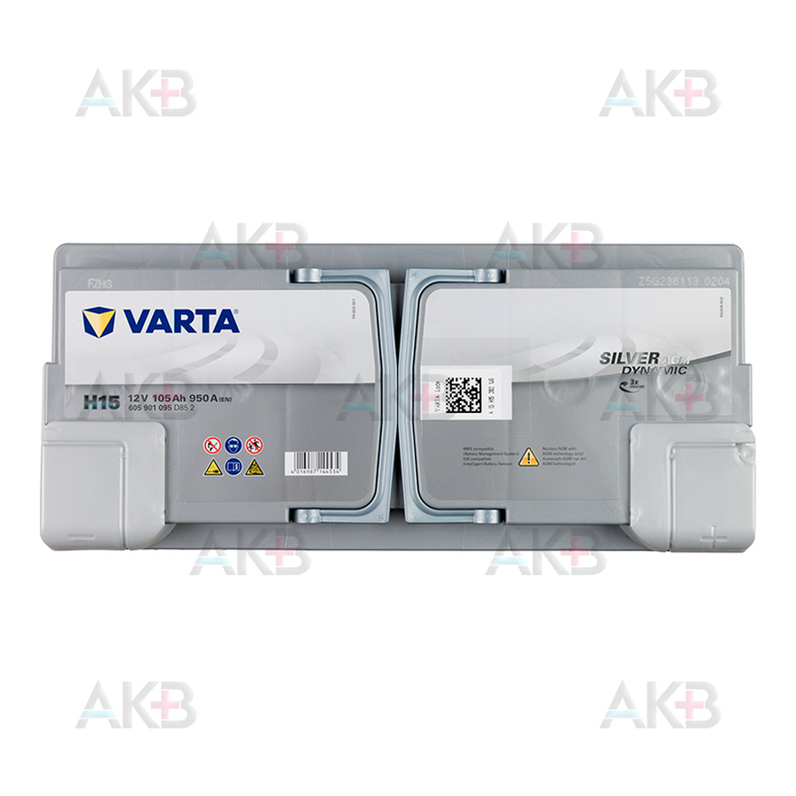 Автомобильный аккумулятор Varta Silver Dynamic AGM H15 (A4) 105R (Start-Stop) 950A 393x175x190