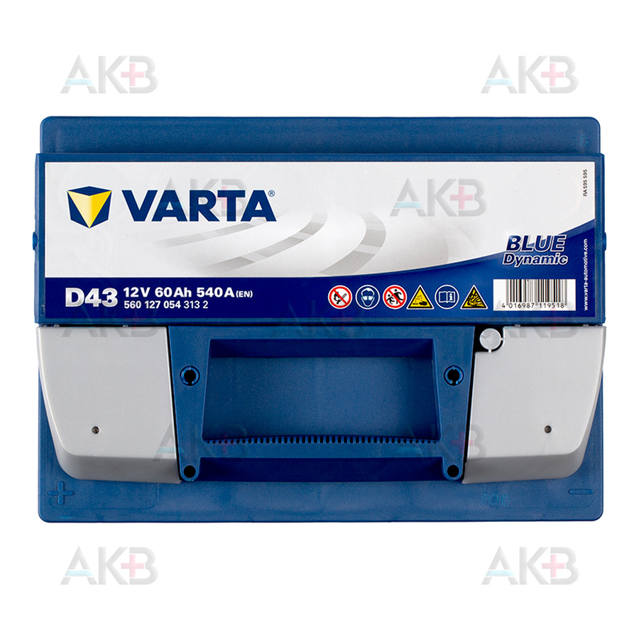 Купить Автомобильный аккумулятор Varta Blue Dynamic D43 60L 540A  242x175x190 (560127054) с доставкой по Москве
