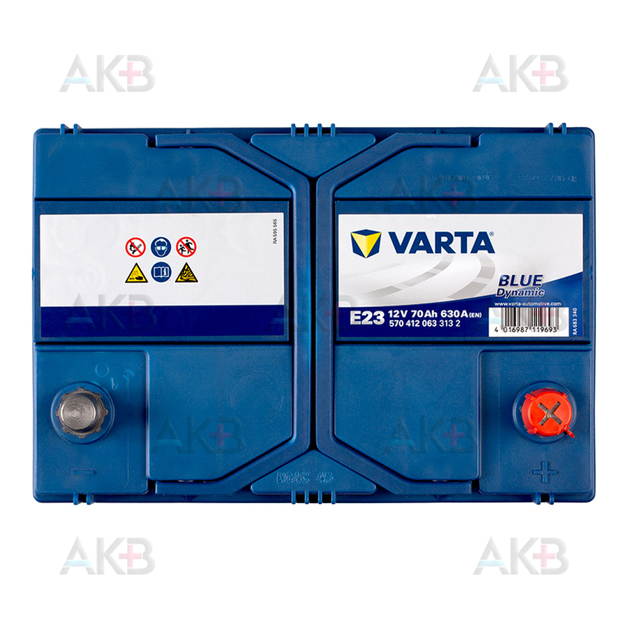 Varta Blue Dynamic E23 Battery. 70Ah - 630A(EN) 12V. D26L case  (261x175x220mm) - VT BATTERIES