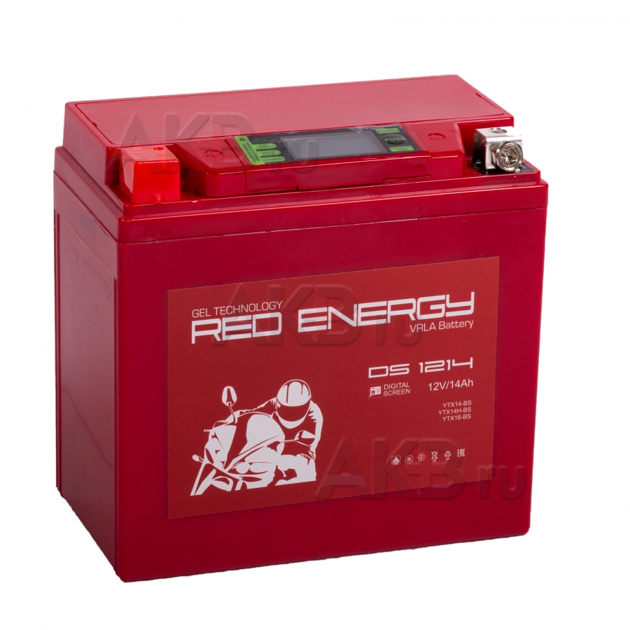 Мото аккумулятор Red Energy DS 1214, 12V 14Ач 210А (151x88x147) YTX14-BS, YTX14H-BS, YTX16-BS, YB16B-A