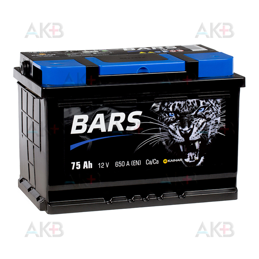 Автомобильный аккумулятор BARS 6СТ-75 АПЗ о.п. 75Ач 650A (278x175x190)