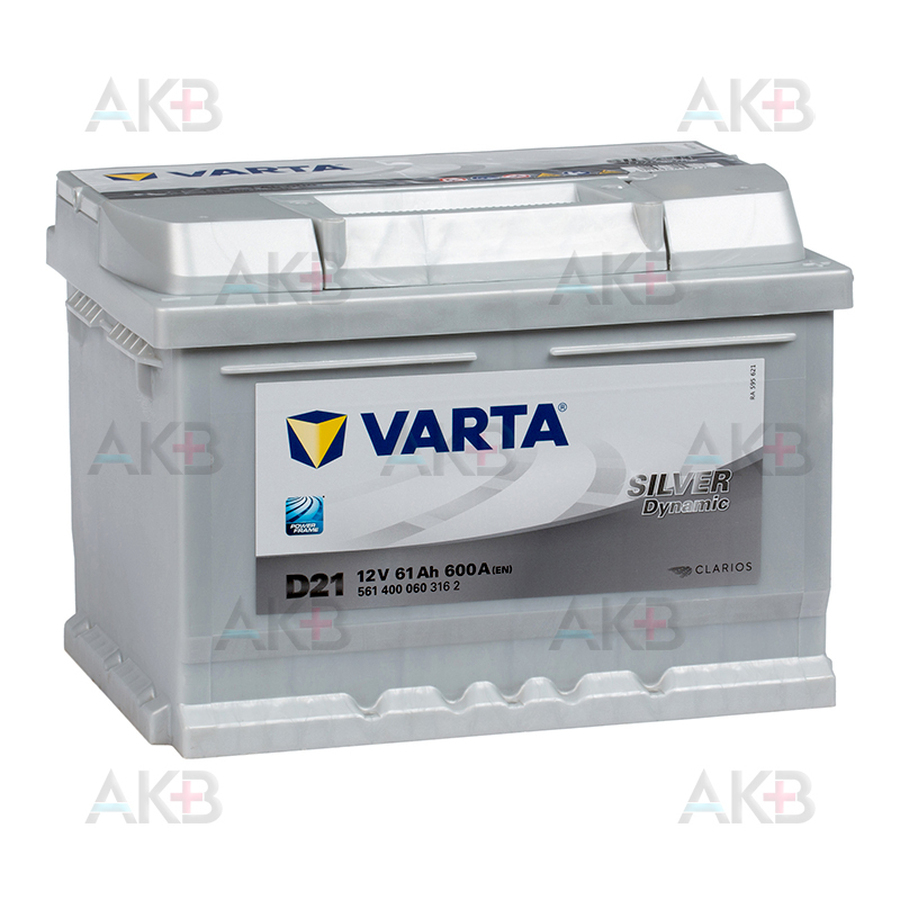 Автомобильный аккумулятор Varta Silver Dynamic D21 61R 600A 242x175x175
