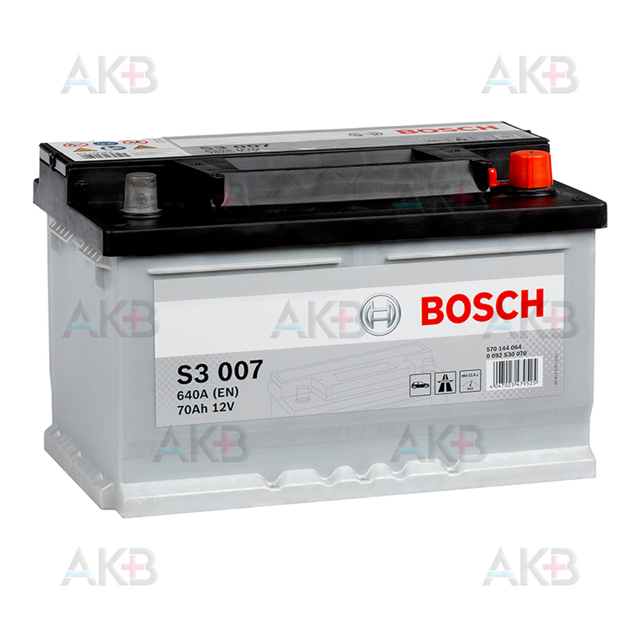 Автомобильный аккумулятор Bosch S3 007 70R 640A 278x175x175