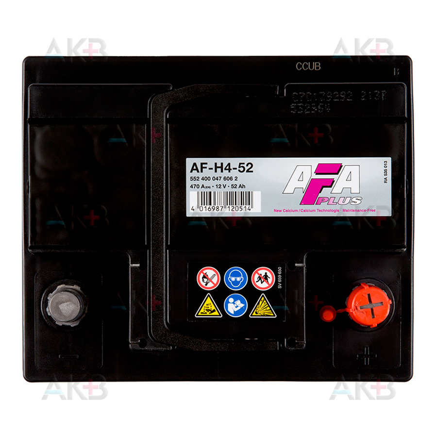 Автомобильный аккумулятор AFA Plus 52 Ач 470A обр. пол. (207x175x190) AF-H4-52