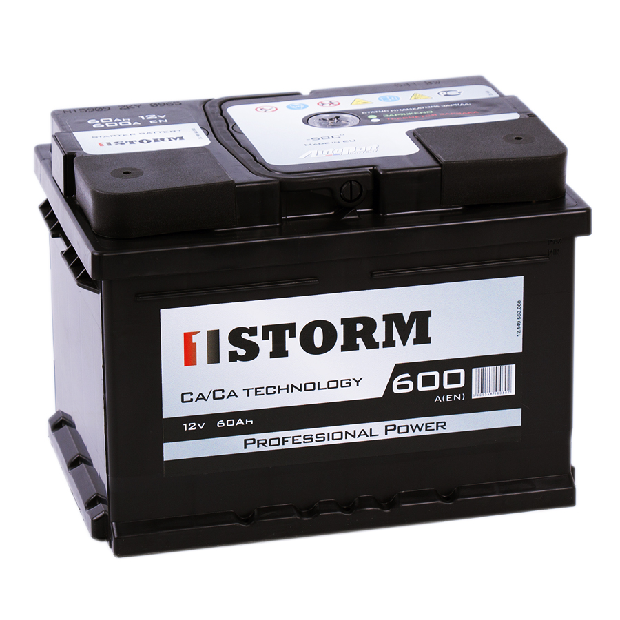 Автомобильный аккумулятор Storm Professional Power 60R низкий 600A 242x175x175