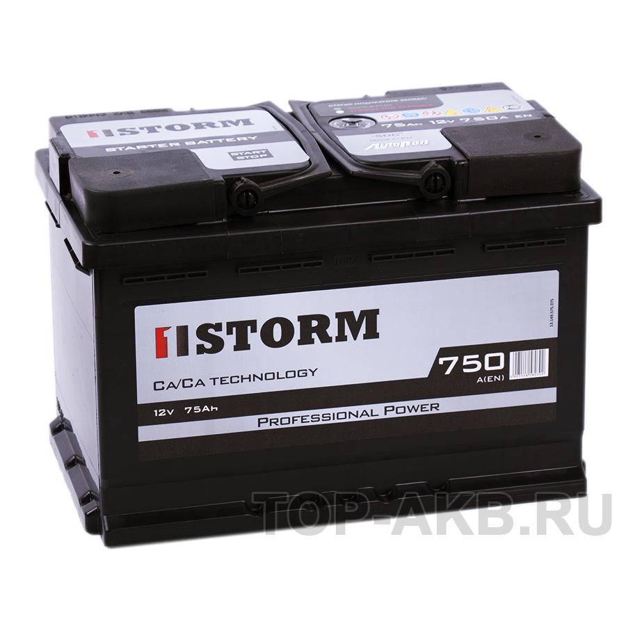 Автомобильный аккумулятор Storm Professional Power 75R 750A 278x175x190