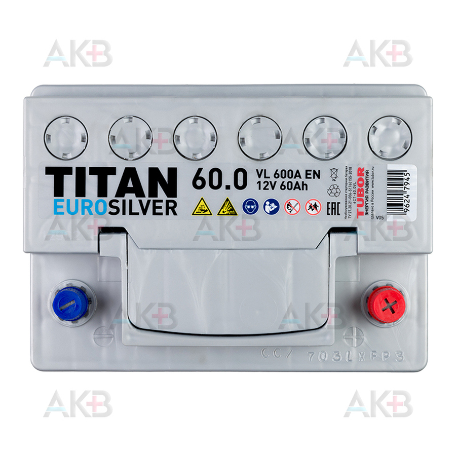 Автомобильный аккумулятор Titan Euro Silver 60R низкий 600A 242x175x175