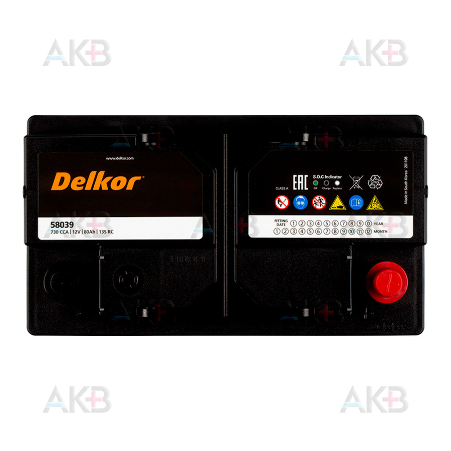 Автомобильный аккумулятор Delkor 58039 (80R 730A 315x175x175)