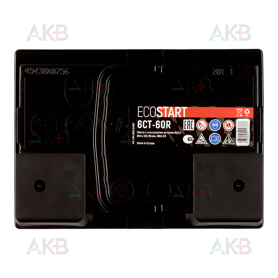 Автомобильный аккумулятор Ecostart 60R (480А 242x175x190)