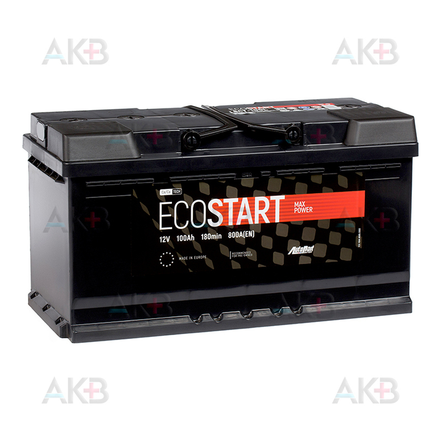 Автомобильный аккумулятор Ecostart 100L (800А 353x175x190)