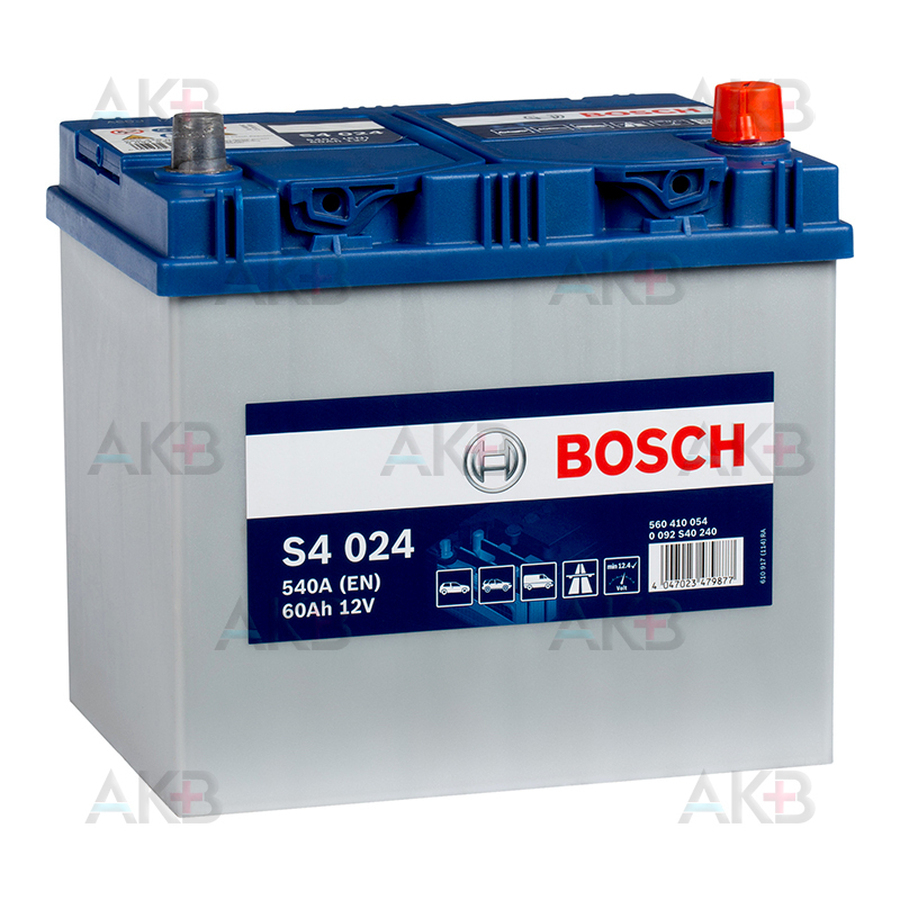 Автомобильный аккумулятор Bosch S4 024 60R 540A 232x173x225