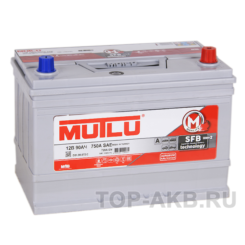 Автомобильный аккумулятор Mutlu 90R Asia 720A 306x175x225