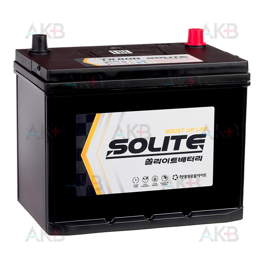 Автомобильный аккумулятор Solite TAXI 80R 12V 80Ач 640A прям. пол. (262x175x220) с бортиком