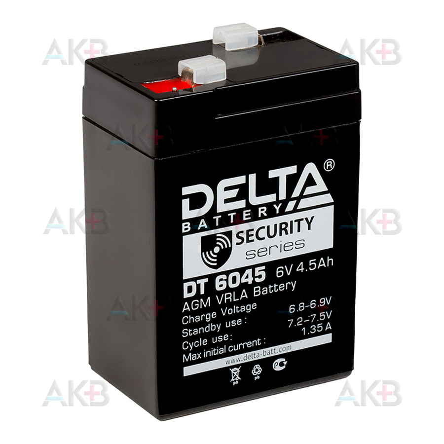 Аккумуляторная батарея Delta DT 6045, 6V 4.5Ah (70x48x102)